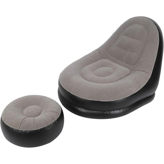 Jilong Deluxe Inflatable Lounger with Stool – 120 x 83 x 80 cm