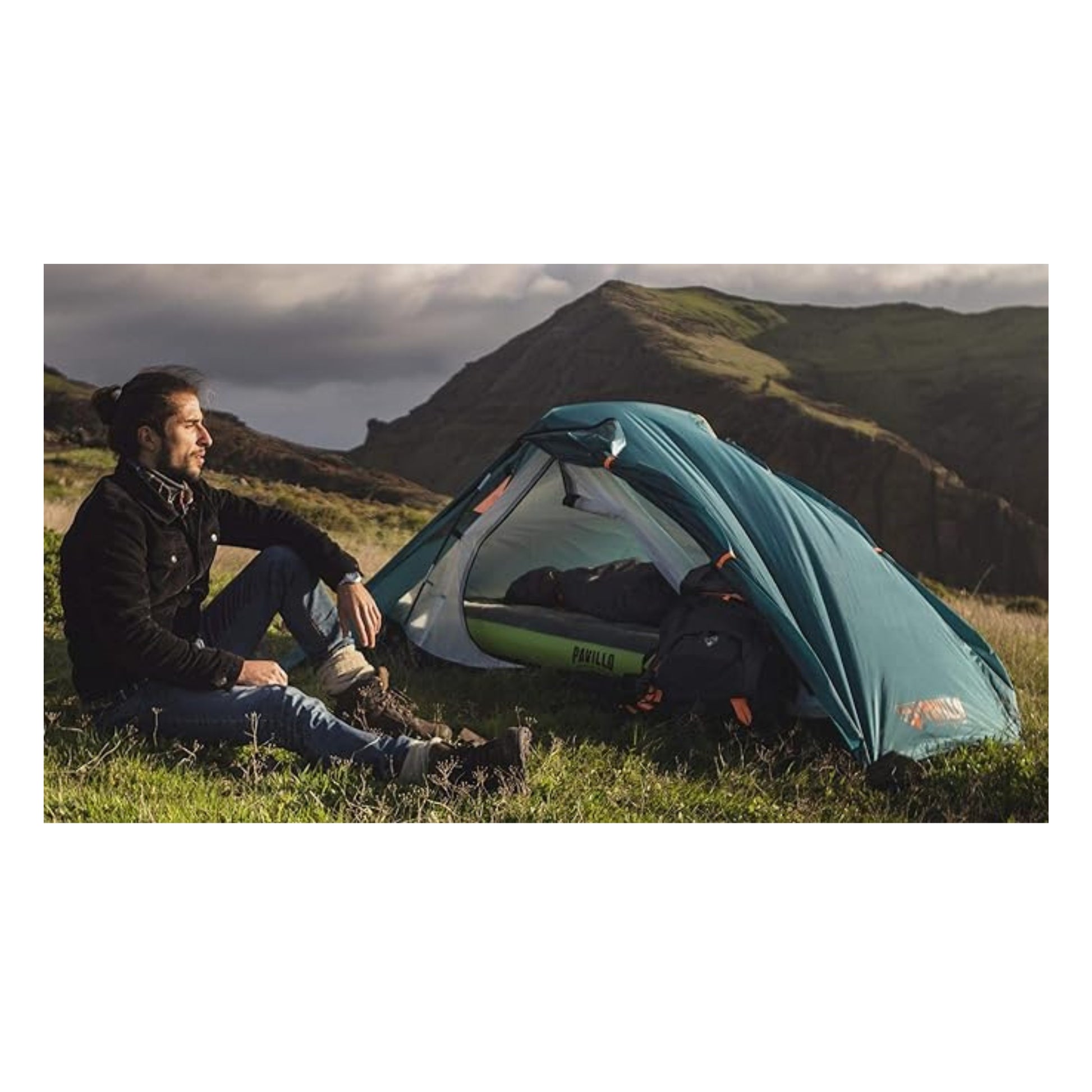 Red outdoor canopy tent on a white background