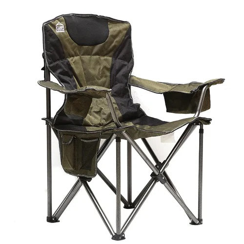 Folding Camping Chair – Heavy-Duty Outdoor Chair with Cup Holder | Olive Green - Camp Master Deluxe Edition - campassion.leb
