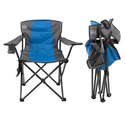 Folding Camping Chair – Camp Master 300 | Blue | Lightweight Outdoor Chair with Armrests and Cup Holder - campassion.leb