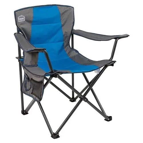 Folding Camping Chair – Camp Master 300 | Blue | Lightweight Outdoor Chair with Armrests and Cup Holder - campassion.leb