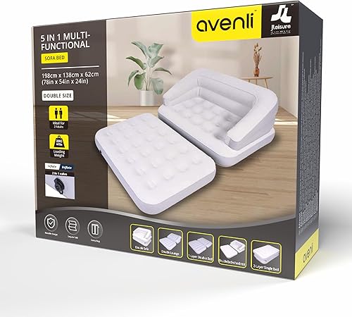 AVENLI JILONG 5-IN-1 INFLATABLE SOFA BED – GREY | 198 x 138 x 62 CM - campassion.leb