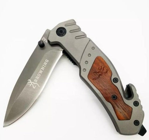 Browning Folding Knife X42 | 205 mm Wood & Steel Tactical Knife – 440 Stainless Steel Blade - campassion.leb