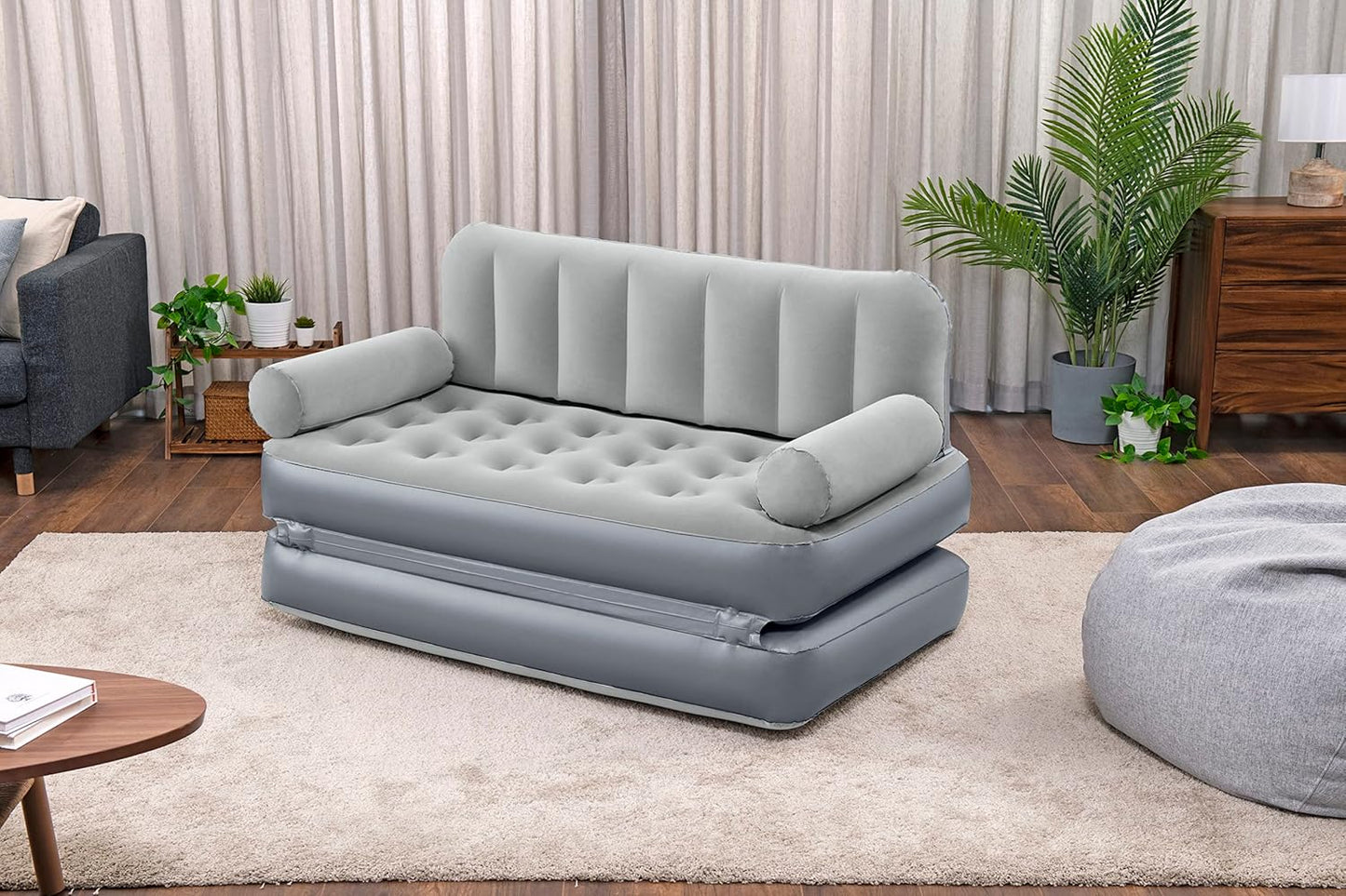3-IN-1 INFLATABLE SOFA BED WITH BUILT-IN PUMP – 188x152x64 CM | Waterproof Double Lounger - campassion.leb