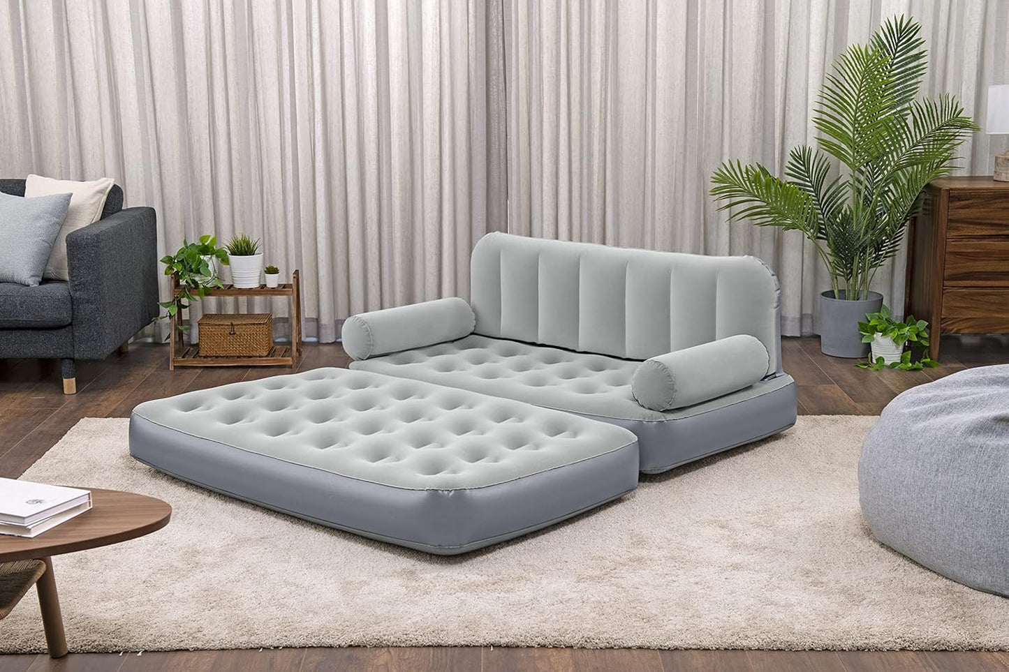 3-IN-1 INFLATABLE SOFA BED WITH BUILT-IN PUMP – 188x152x64 CM | Waterproof Double Lounger - campassion.leb