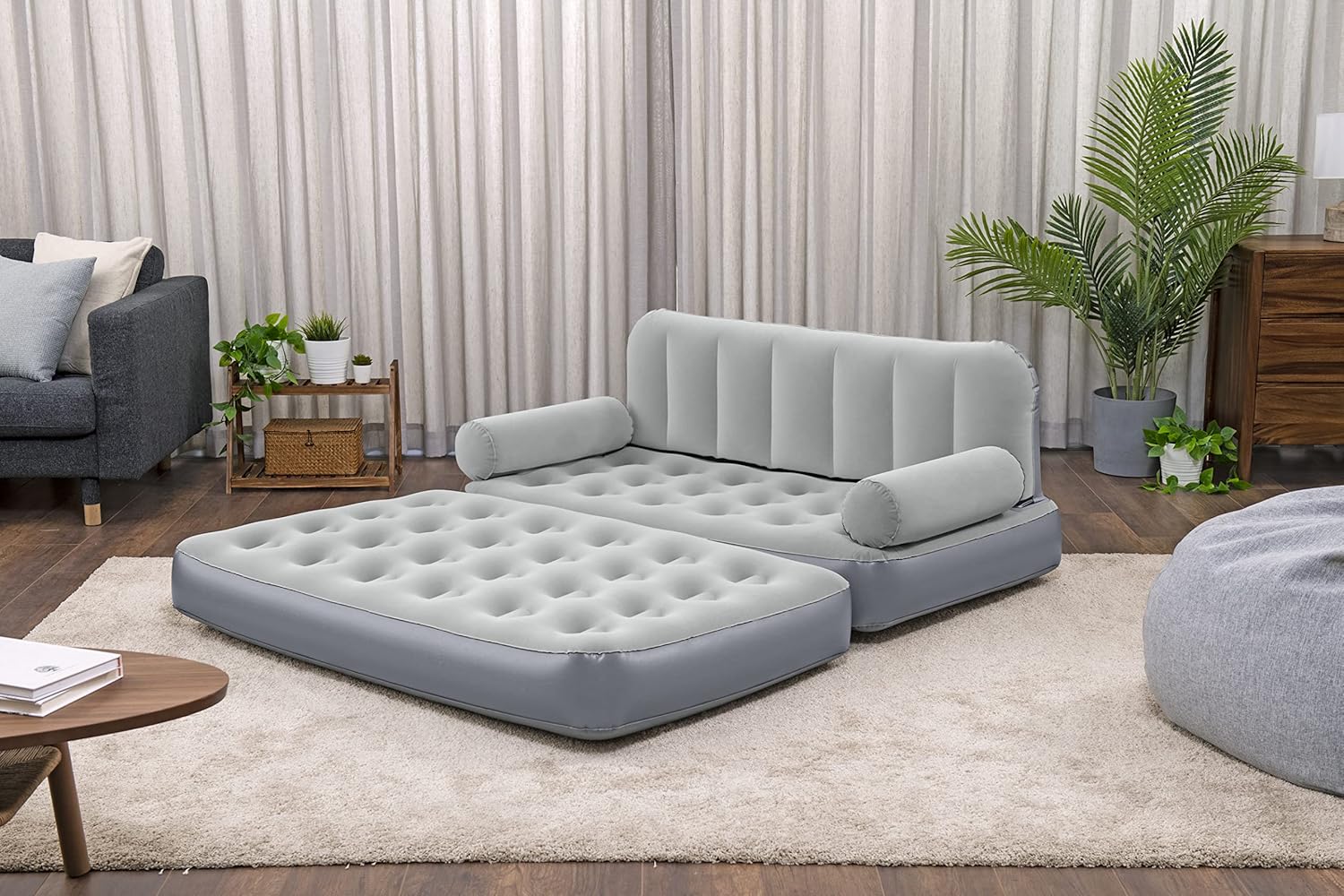 3-IN-1 INFLATABLE SOFA BED WITH BUILT-IN PUMP – 188x152x64 CM | Waterproof Double Lounger - campassion.leb