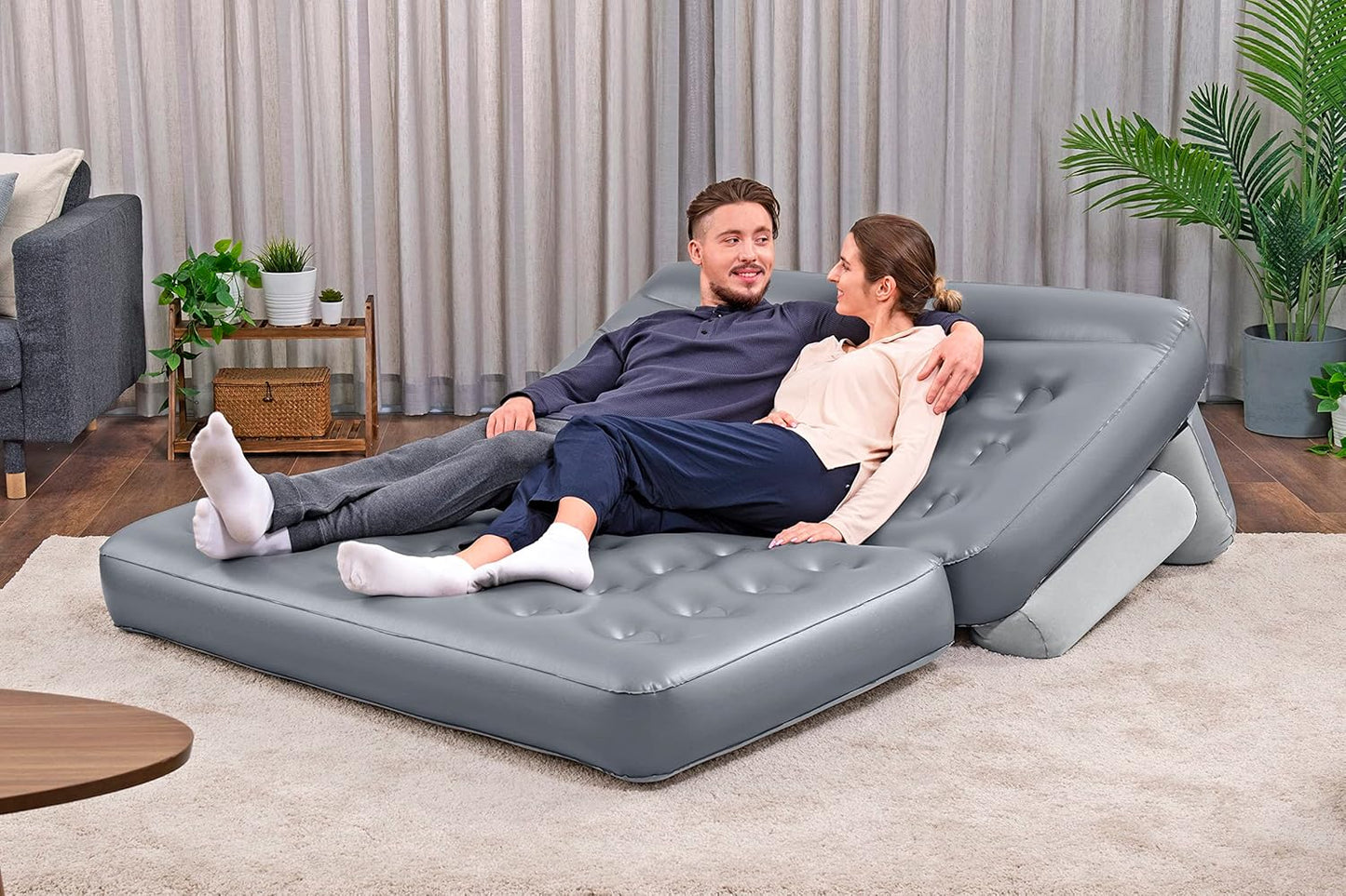 3-IN-1 INFLATABLE SOFA BED WITH BUILT-IN PUMP – 188x152x64 CM | Waterproof Double Lounger - campassion.leb