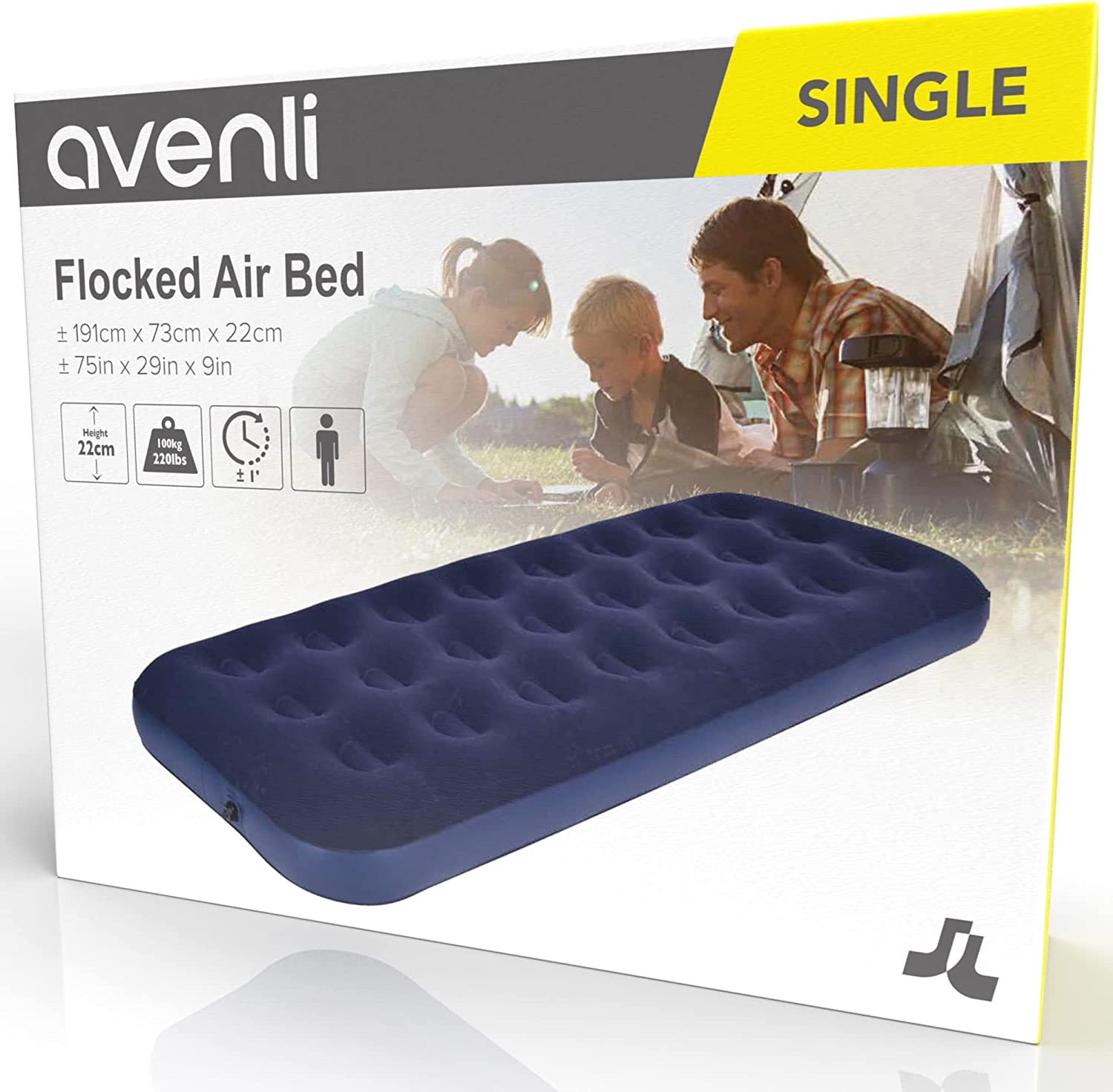 AVENLI Single Inflatable Mattress 191x73x22 cm | Compact Airbed for Camping & Indoor Use - campassion.leb