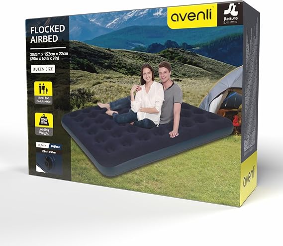 AVENLI Queen Inflatable Mattress | 203x152x22 cm – Blue - campassion.leb