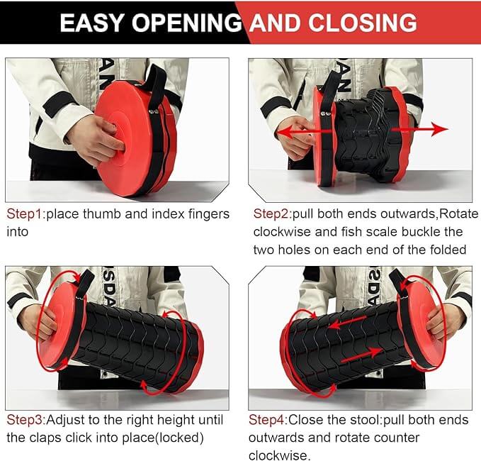 Telescopic Folding Camping Stool β Red | Adjustable Height 6β46 cm | 1.15 kg - campassion.leb