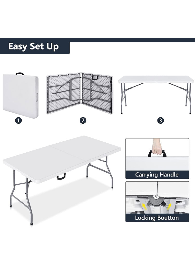 Folding Table – Half-Fold Banquet Table (180x73x74 cm) | White - campassion.leb