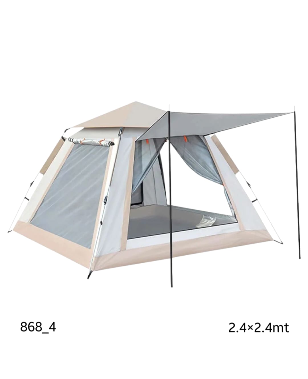 4-Person Automatic Cabin Camping Tent 240x240 cm | Square Family Tent with Awning & Mesh Windows - campassion.leb