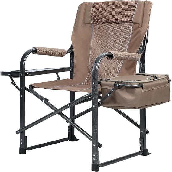 Oversized Folding Camping Chair with Cooler Bag & Cup Holder – Heavy-Duty Director’s Chair - campassion.leb