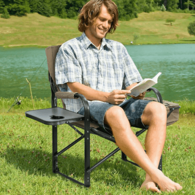 Oversized Folding Camping Chair with Cooler Bag & Cup Holder – Heavy-Duty Director’s Chair - campassion.leb