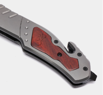 Browning Folding Knife X42 | 205 mm Wood & Steel Tactical Knife – 440 Stainless Steel Blade - campassion.leb