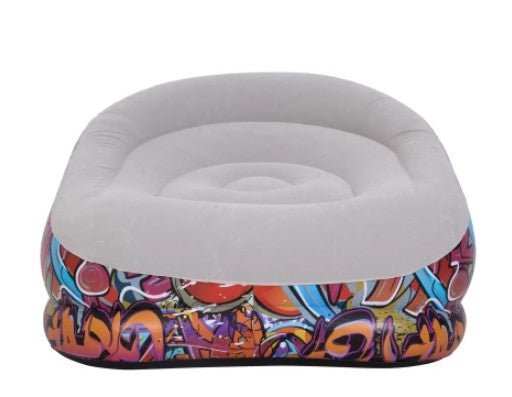 AVENLI Flocked Lounge Inflatable Chair | Velvet-Feel PVC Seating | 105x98x65 cm - campassion.leb