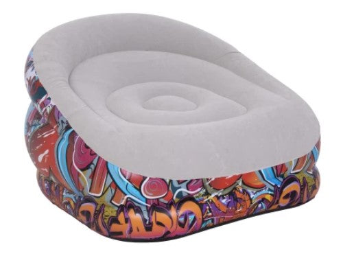 AVENLI Flocked Lounge Inflatable Chair | Velvet-Feel PVC Seating | 105x98x65 cm - campassion.leb