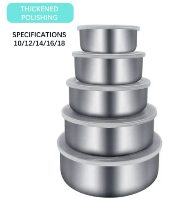 Set of 5 Stackable Stainless Steel Food Storage Containers with Leakproof Clear Lids - campassion.leb