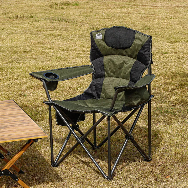 Folding Camping Chair – Heavy-Duty Outdoor Chair with Cup Holder | Olive Green - Camp Master Deluxe Edition - campassion.leb