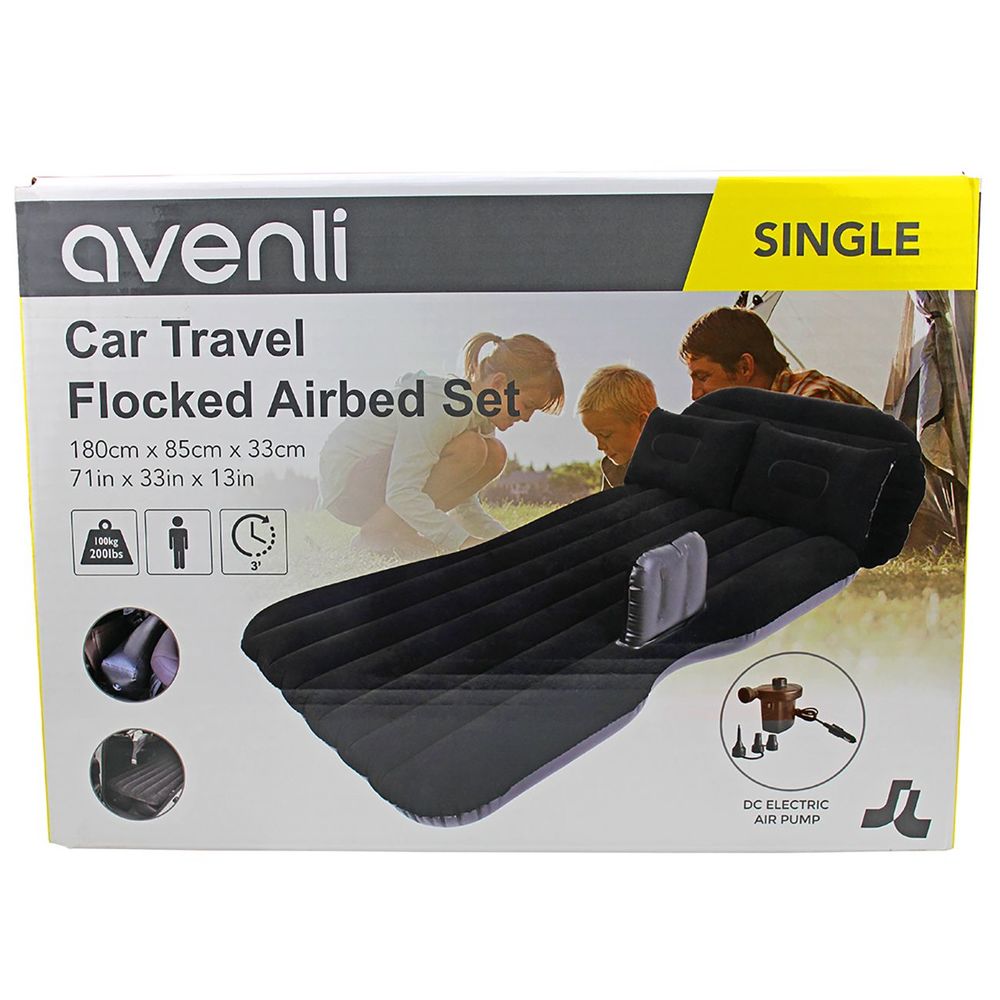 Avenli Car Travel Flocked Air Bed | Portable Inflatable Mattress for Back Seat & Camping - campassion.leb