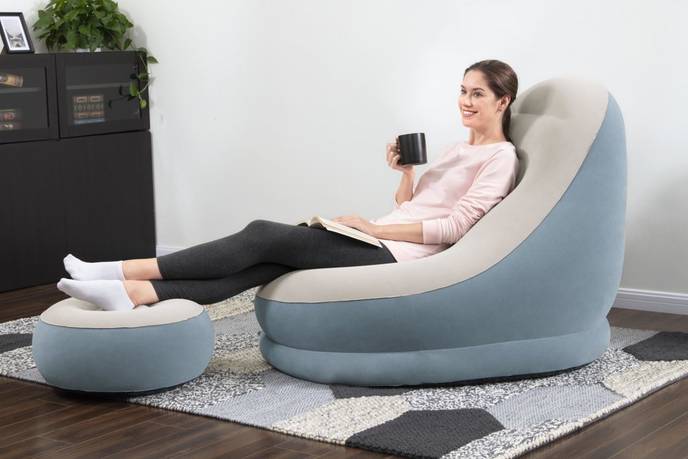 Comfort Cruiser Inflate-A-Chair with Footrest | Inflatable Lounge Chair for Indoors & Outdoors - campassion.leb