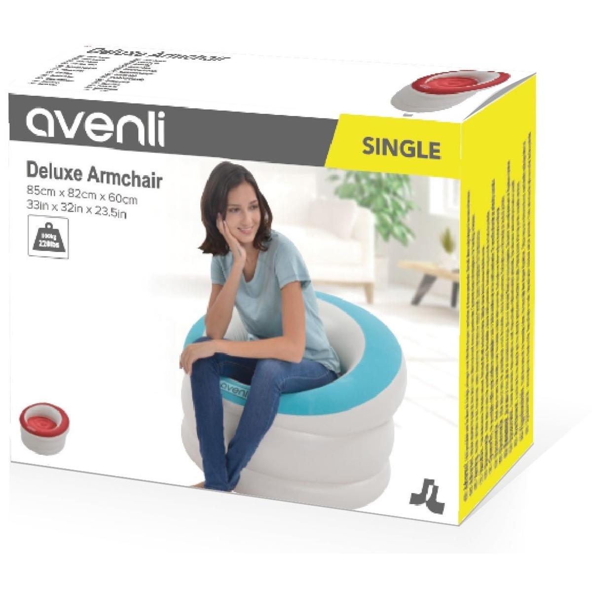 AVENLI – Deluxe Inflatable ArmChair – 85 x 82 x 60 CM | Light Blue & Red - campassion.leb