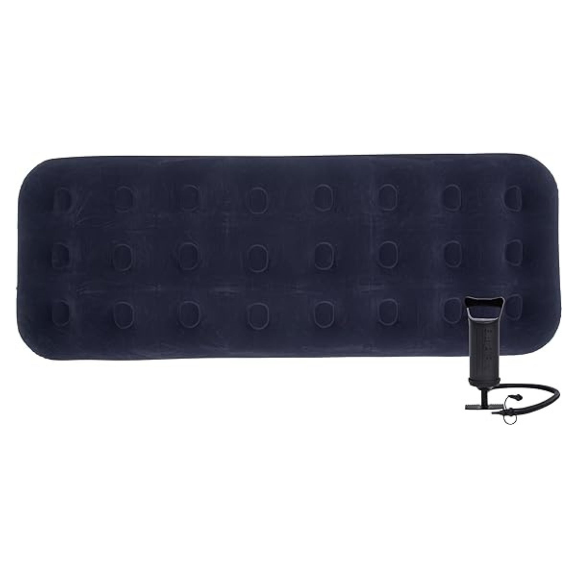 Inflatable mattress with air pump on a white background