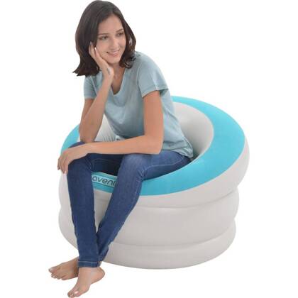 AVENLI – Deluxe Inflatable ArmChair – 85 x 82 x 60 CM | Light Blue & Red - campassion.leb