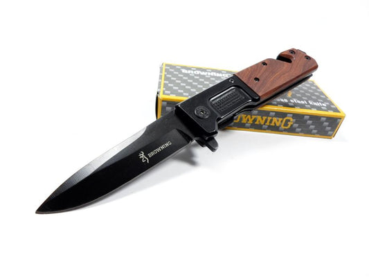 Browning Folding Knife DA323 | Tactical Camping & Survival Knife with Wood Handle – 230 mm - campassion.leb