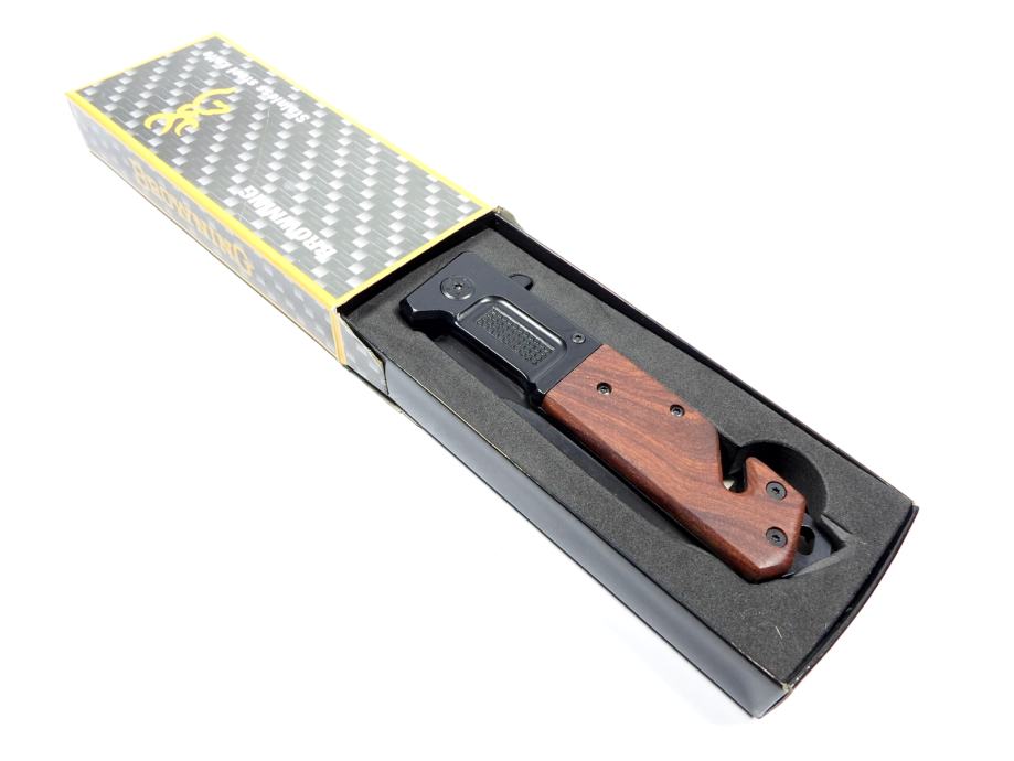 Browning Folding Knife DA323 | Tactical Camping & Survival Knife with Wood Handle – 230 mm - campassion.leb