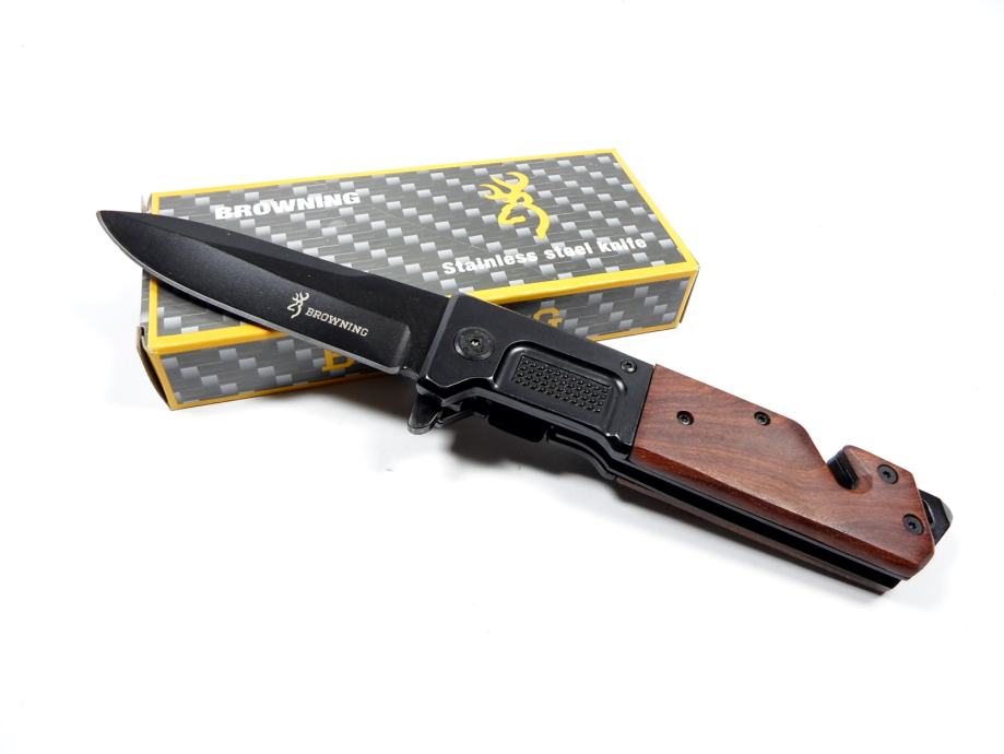Browning Folding Knife DA323 | Tactical Camping & Survival Knife with Wood Handle – 230 mm - campassion.leb