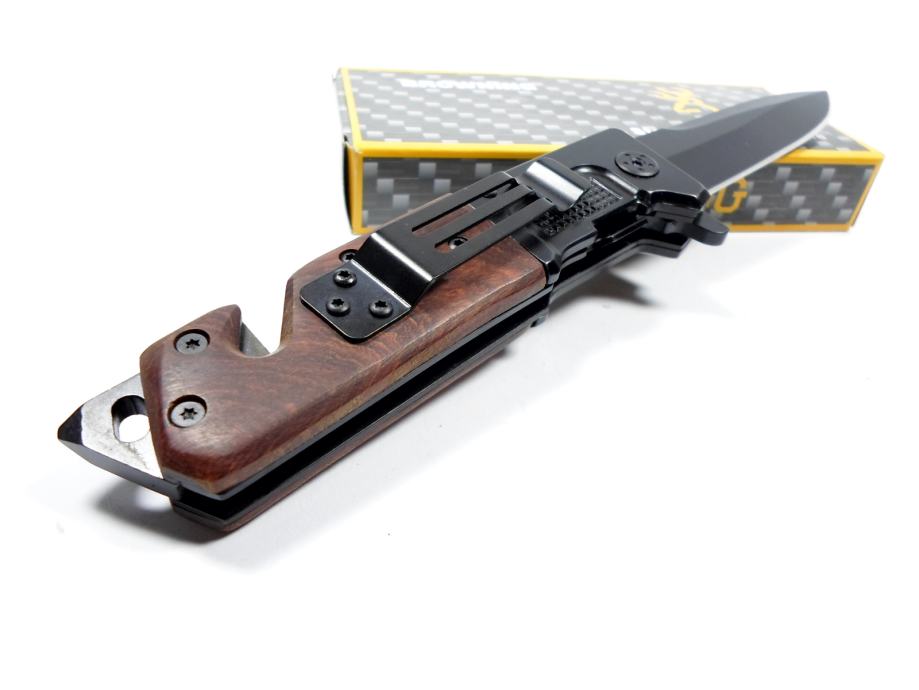 Browning Folding Knife DA323 | Tactical Camping & Survival Knife with Wood Handle – 230 mm - campassion.leb