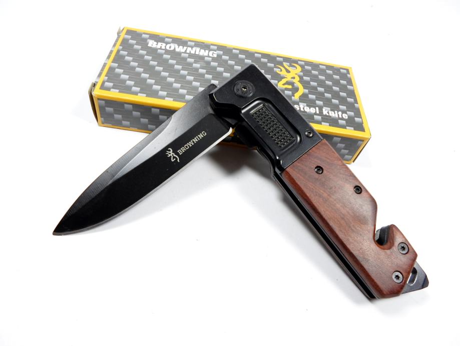 Browning Folding Knife DA323 | Tactical Camping & Survival Knife with Wood Handle – 230 mm - campassion.leb