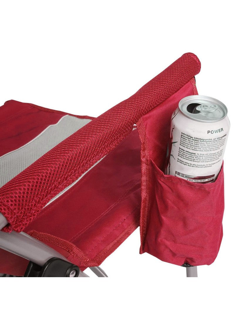 Folding Camping Chair – HX-041 | Red | Oxford Fabric with Iron Frame & Cup Holder - campassion.leb