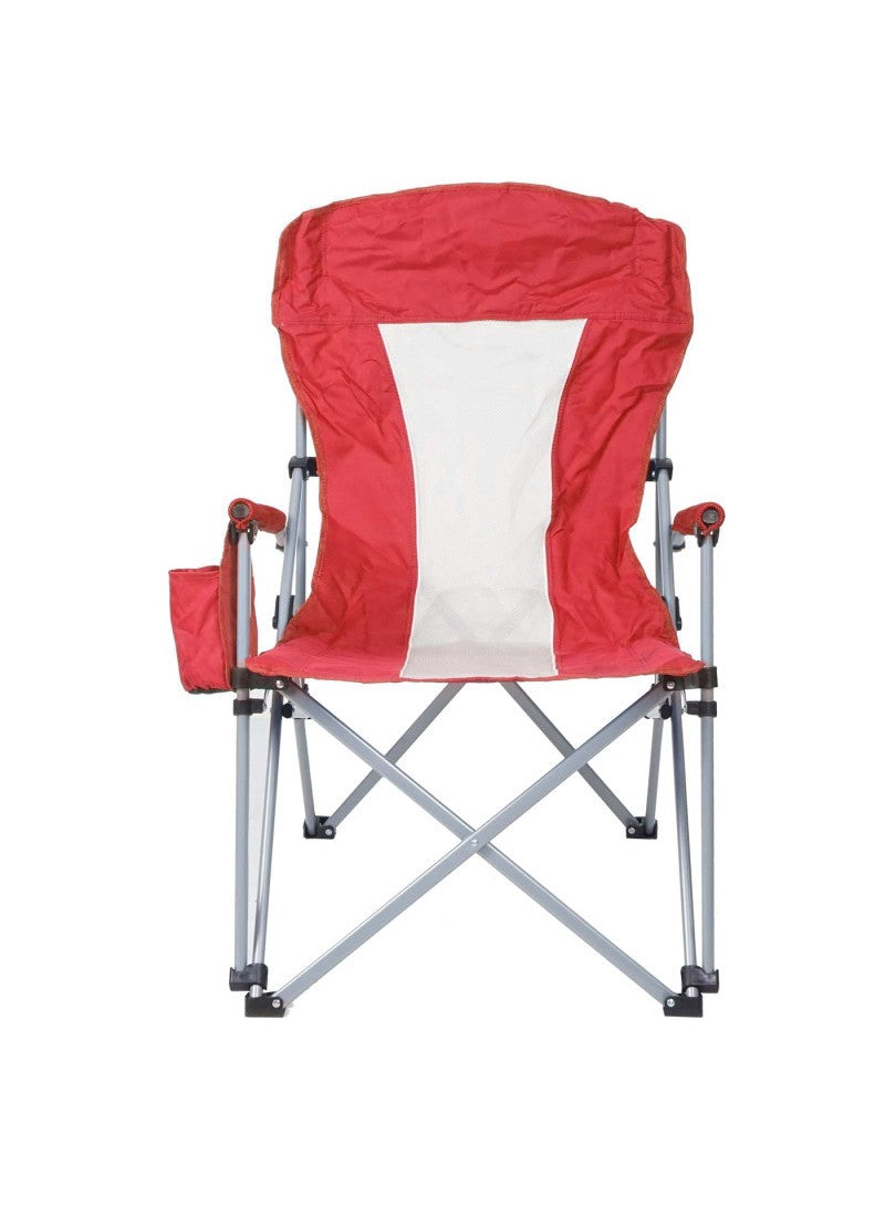 Folding Camping Chair – HX-041 | Red | Oxford Fabric with Iron Frame & Cup Holder - campassion.leb
