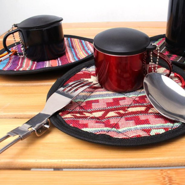 5-Pack Round Mug Placemats | Insulated Cotton & PU Waterproof Coasters - campassion.leb