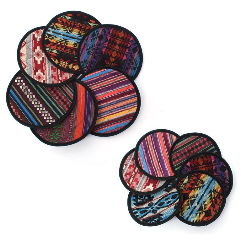 5-Pack Round Mug Placemats | Insulated Cotton & PU Waterproof Coasters - campassion.leb