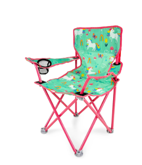 Kids Folding Camping Chair with Safety Lock – Unicorn Print | 57 kg Capacity - campassion.leb