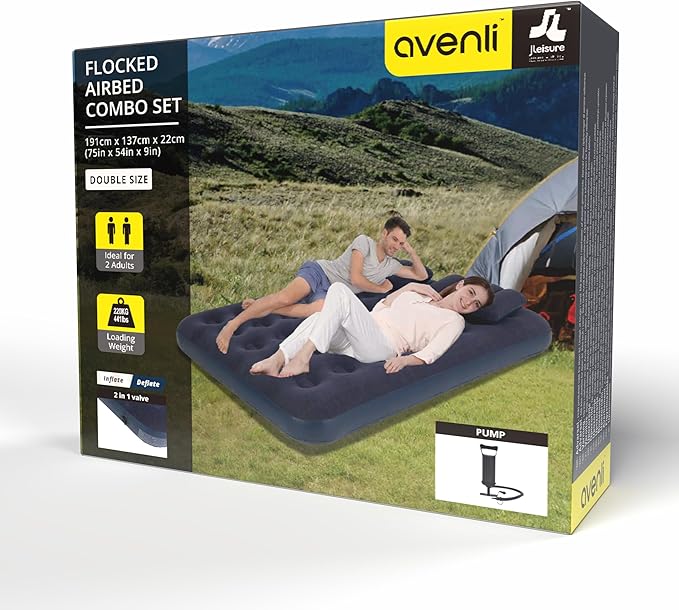AVENLI Double Camping Mattress | 191x137x22 cm + 1 Pump & 2 Pillows - campassion.leb