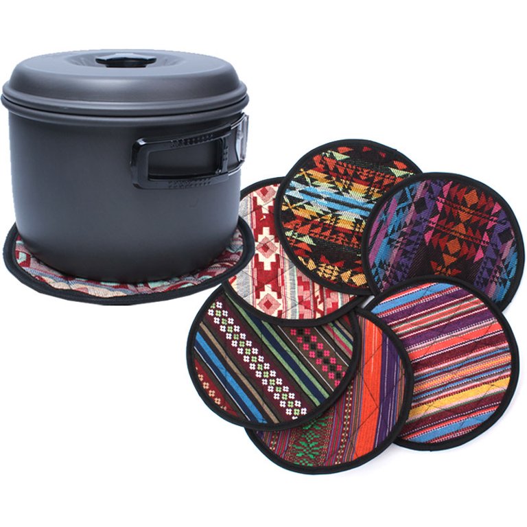 5-Pack Round Mug Placemats | Insulated Cotton & PU Waterproof Coasters - campassion.leb